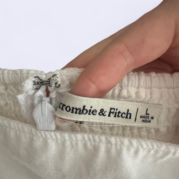 Abercrombie & Fitch White Linen Wrap Minj Dress size L - Picture 4 of 4